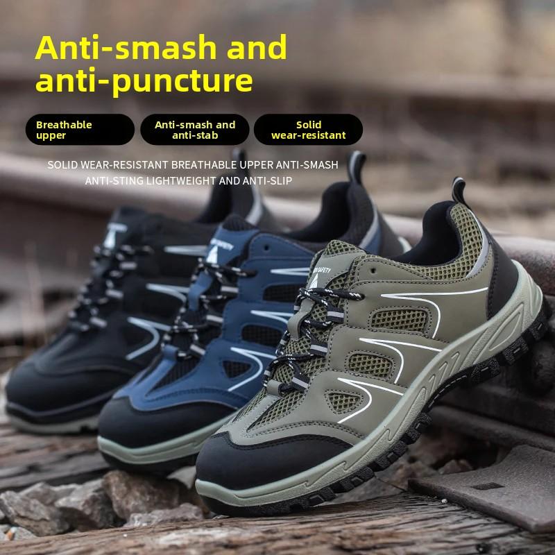New Men'S Safety Shoes, Puncture Resistant Work Shoes, Men'S Protective Shoes, Wear-Resistant Work Boots Tactical Boots