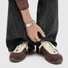2025 High Quality Casual Retro Comfortable Shoes Tied Bicolor Pumps Round Toe Flat with Shallow Lace Up Sneakers Brown Women