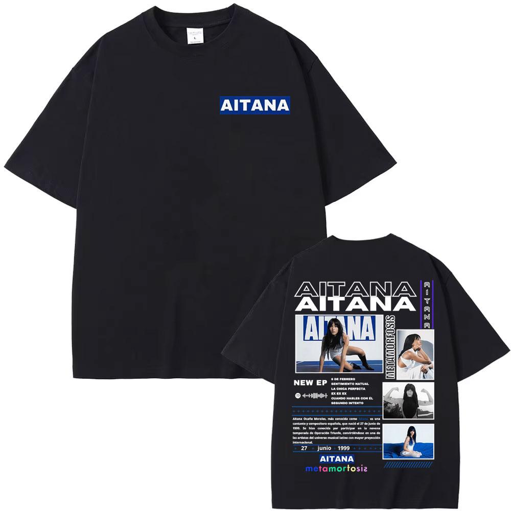 2026 Singer Aitana Cuarto Azul Tour Camisetas Gráficas Unisex Moda Femenina Estética Camiseta de Manga Corta Algodón Camiseta Casual