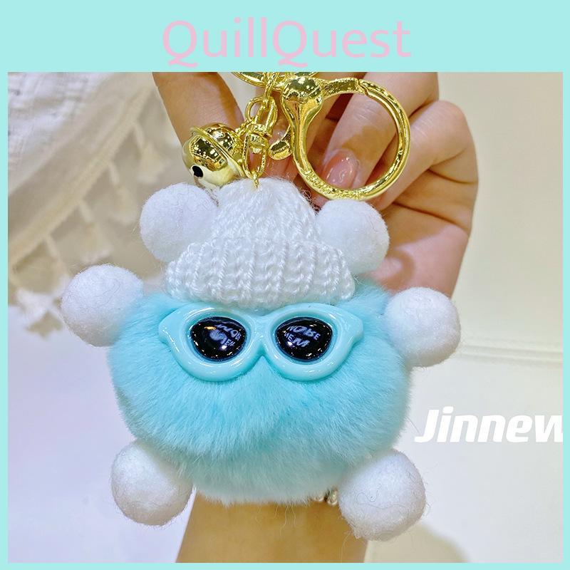 Charming Rabbit Fur Pom Pom Keychain Colorful Plush Cartoon Bag Charm For Stylish Accessories