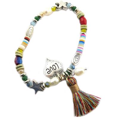 [P7668] - Multicolored 'Lilipoupettes' Designer Bracelet (love) - 15x15 Mm