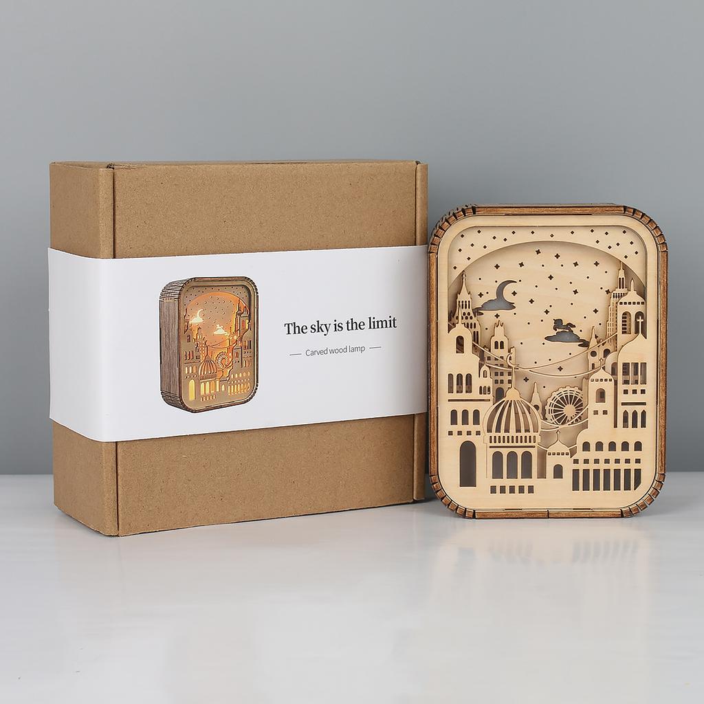 3D Led Night Light Modern Wood Table Lamp 3D Hollow Carving Wood Light Bedroom Night Lamp For Children Desktop Decor Lamp Gift