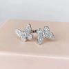 Huitan Sweet Double Butterfly Opening Rings Female Brilliant Delicate Cubic Zircon Accessories Delicate Elegant Wedding