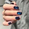 Chic Black & Blue Cat Eye Nail Art - Short Wearable Bestseller