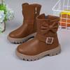 Autumn and Winter Girls Boots Bow Kids Buckle Cool Solid Color Toddler Girls Shoes Children Casual Boots Versatile Martin Boots