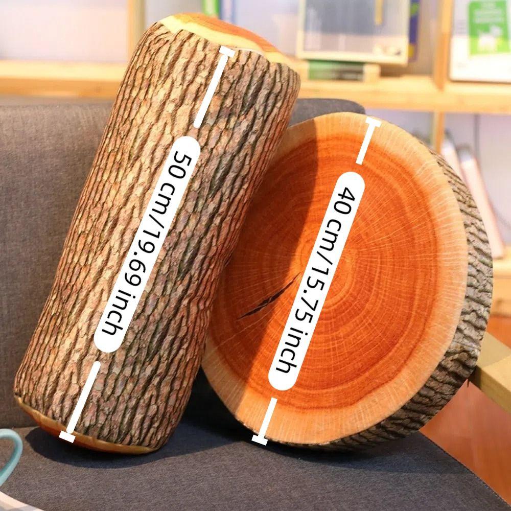 Cute 3D Tree Trunk Cushion Soft Natural Wood Design Chair Cushion Comfortable Cylinder Shape Sofa Cushion Home Decor