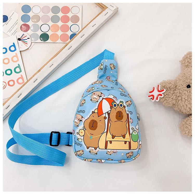 

School bag Kapibara cartoon small breast bag new cute printed satchel child princess backpack синій