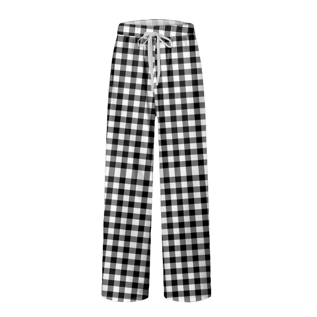 Men's Drawstring Pocket Casual Pants Plaid Stripe Print Pocket Casual Pants Home Pajama Pants