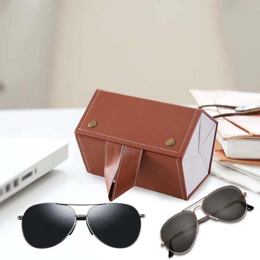 Travel Sunglasses Organizer Folding Design PU Eyeglasses Storage Case Box Multiple Hanging Eyewear Holder Display