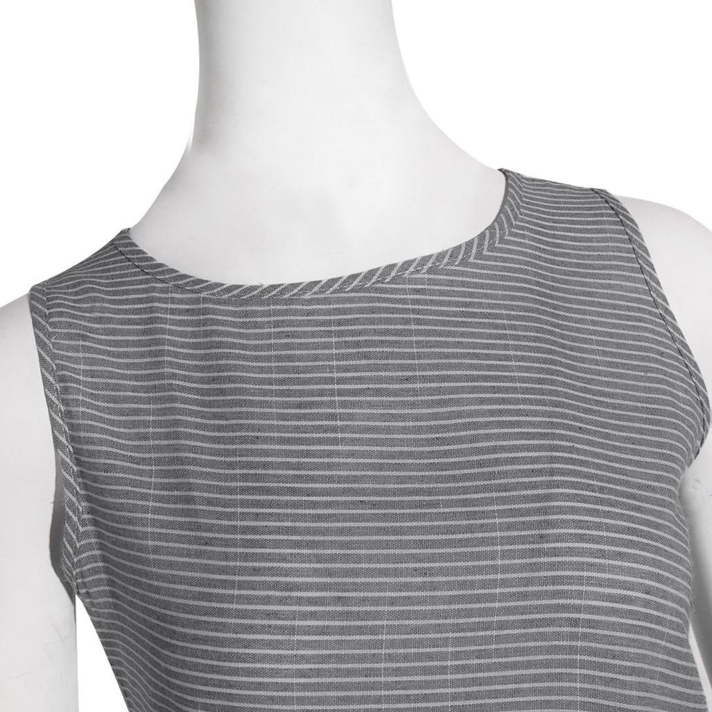 Striped Round Neck Sleeveless Plus Size Slim Dress Comfortable Breathable High Recognition Elegant Slimming Flattering Fit