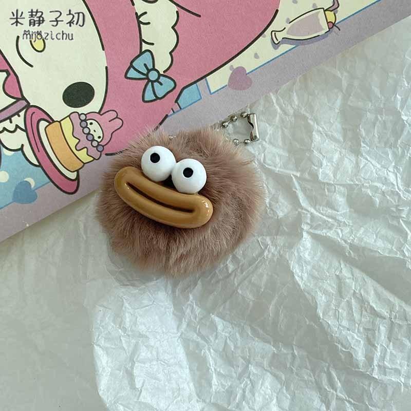 Funny Sausage Mouth Keychain - Cute Plush Hairball Pendant for Backpacks & Car Keys, Whimsical Bag Charm Accessory Gift