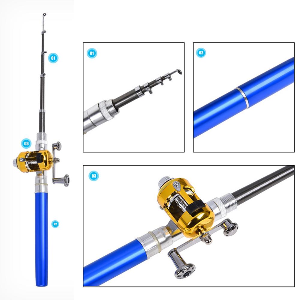 1M Mini Pen Fishing Rod with Drum Wheel Retractable Pocket Ice Fishings Pole Ultra-Light Portable Long Casting Raft Fishing Rod