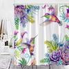 Hummingbird Floral Shower Curtain Watercolor Bird Flower Home Bathroom Decor Polyester Fabric Bathroom Curtain Set Hook Washable