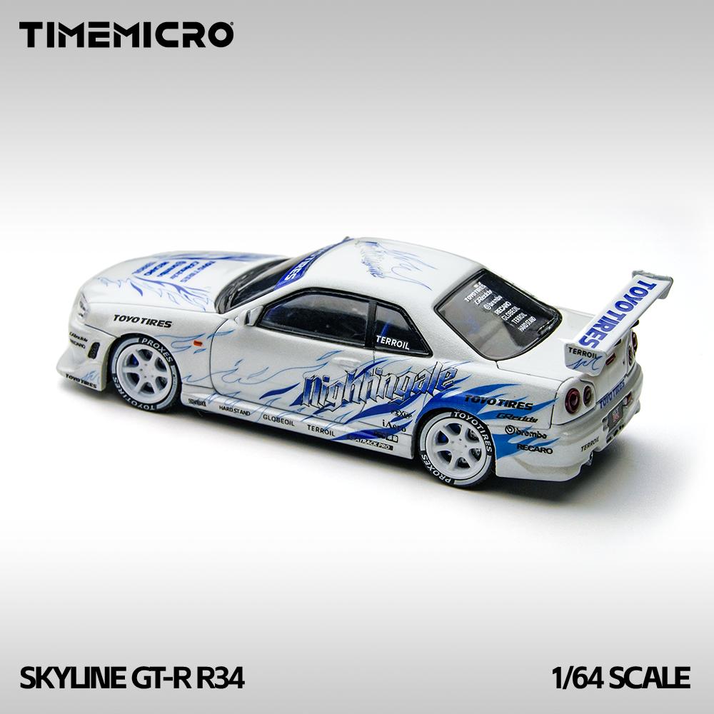 TimeMicro 1:64 Skyline GT-R R34 Drifting Blaze Legierungsmodell