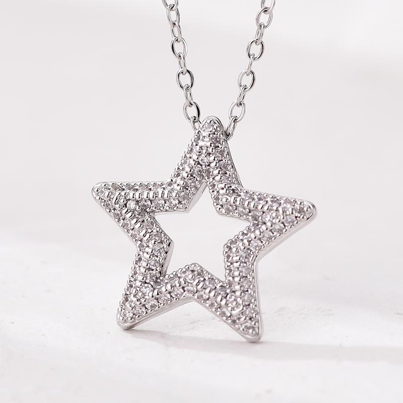 Trendy Multicolor Star Zincon Pendant Necklace For Women Stainless Steel Chain Choker Vintage Necklace Female Daily Jewelry Gift