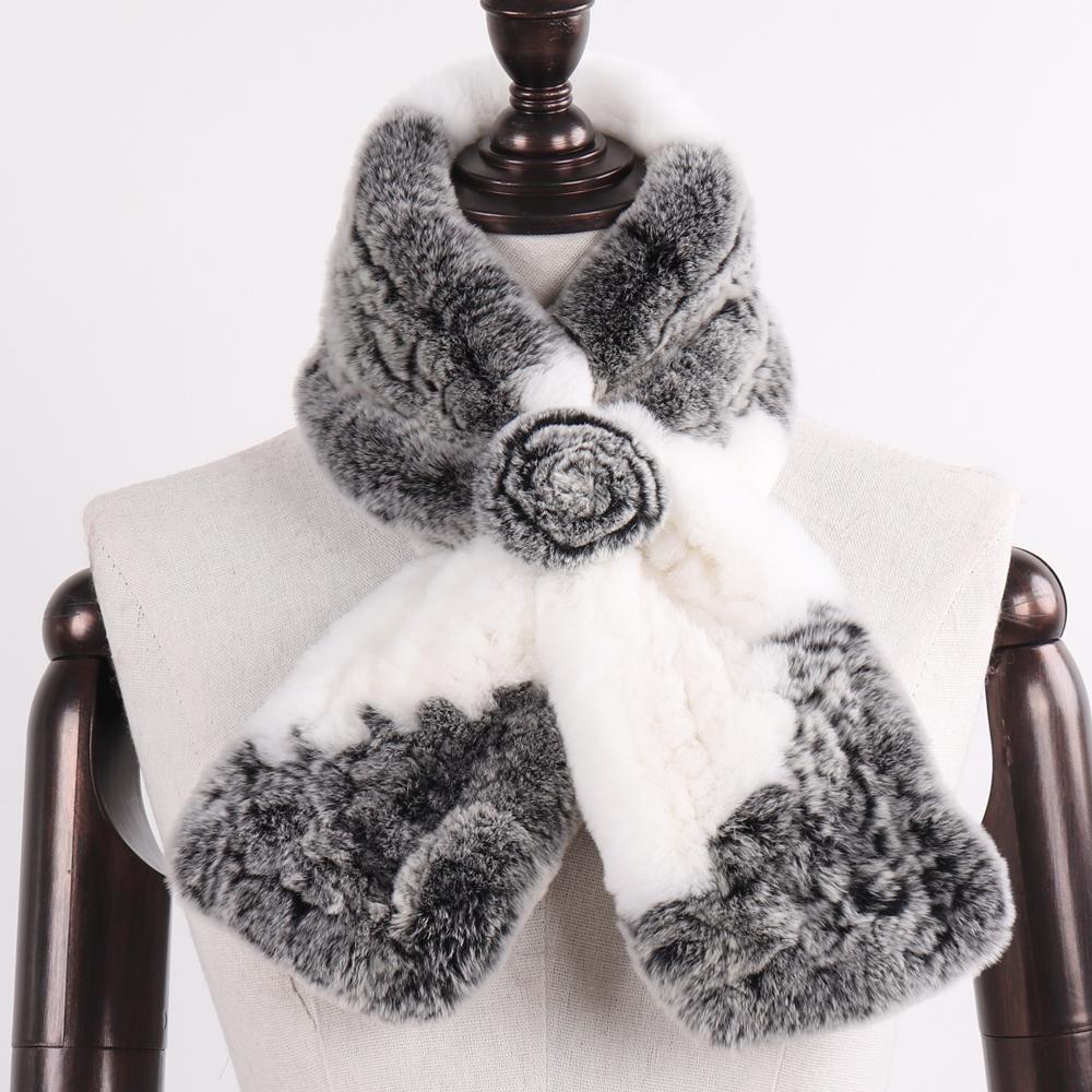Winter Women Real Rex Rabbit Fur Scarf Natural Warm Soft Rex Rabbit Fur Muffler Lady Genuine Rex Rabbit Fur Scarves