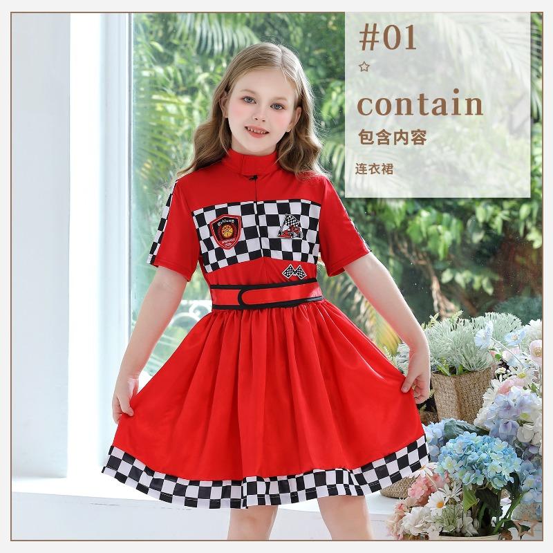 Halloween Costumes Kids Racing Uniforms Girls Racers Cheerleading Uniforms Girls Dresses Carnival Uniforms