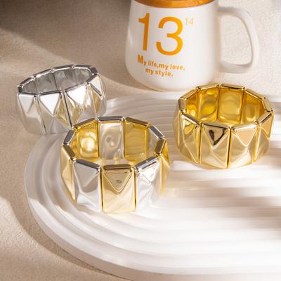 Personalized Square Gold And Silver Bracelet, Light Luxury And High-End Metal Style Simple Temperament Jewelry Women