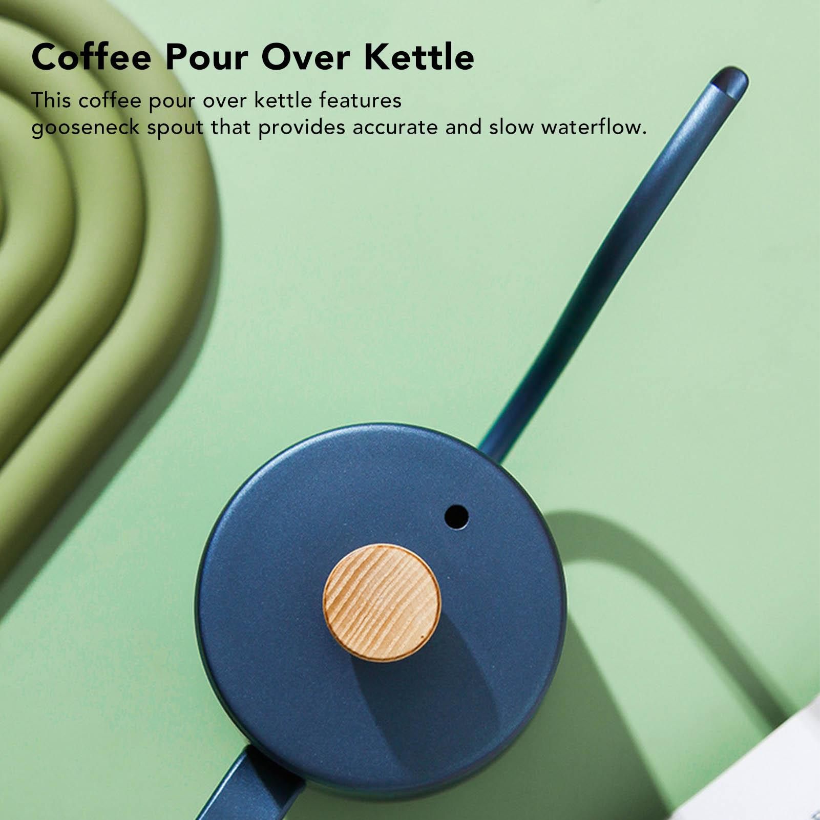 Coffee Pour Over Kettle 600ml 304 Stainless Steel Gooseneck Spout Wood Handle Gooseneck Kettle for Coffee Water Drinks