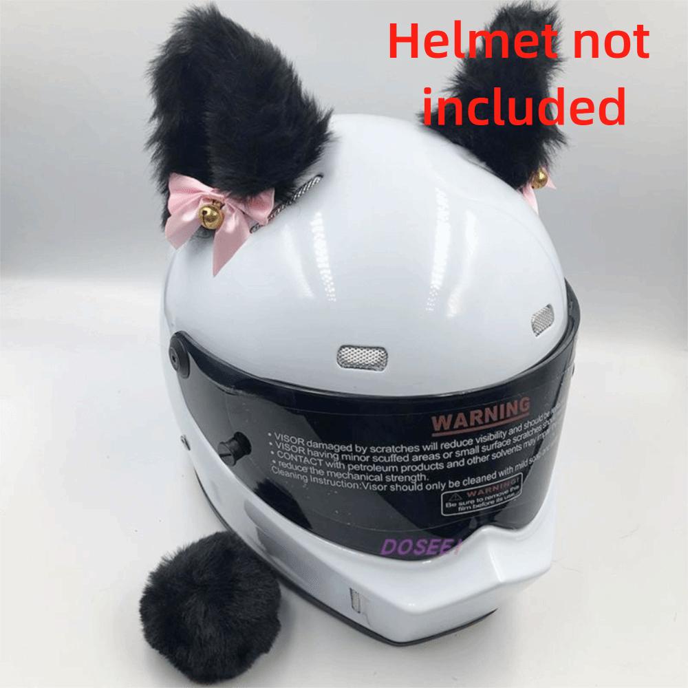 Cute Self-adhesive Motorcycle Helmet Decor Cosplay Personality Plush Cat Ears Soft Smooth Motocross Accessories
