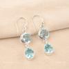 Pear Sky Blue Topaz Gemstone Drop Hook Wedding Mother Gift Earrings 925 Silver EE-142-5