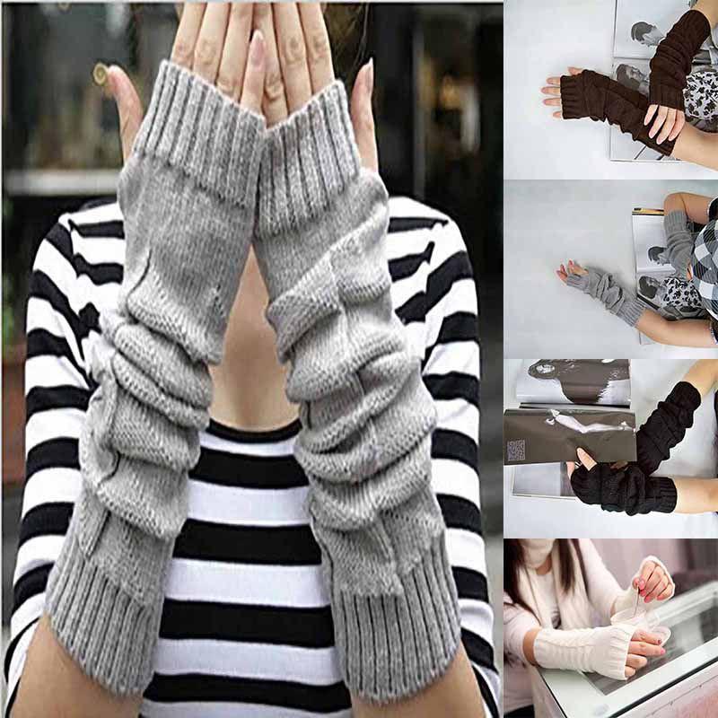 Stylish Fashion Womens Gloves Arm Warmer Long Fingerless Knitted Crochet For Comfort