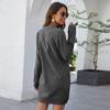 Winter Fashion Round Neck Long Sleeved Dress With Pockets