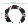 White Vintage Skulls Headdress Rose Headwear for Girls Halloween Hair Hoop Cosplay Ghost Rose Hair Hoop