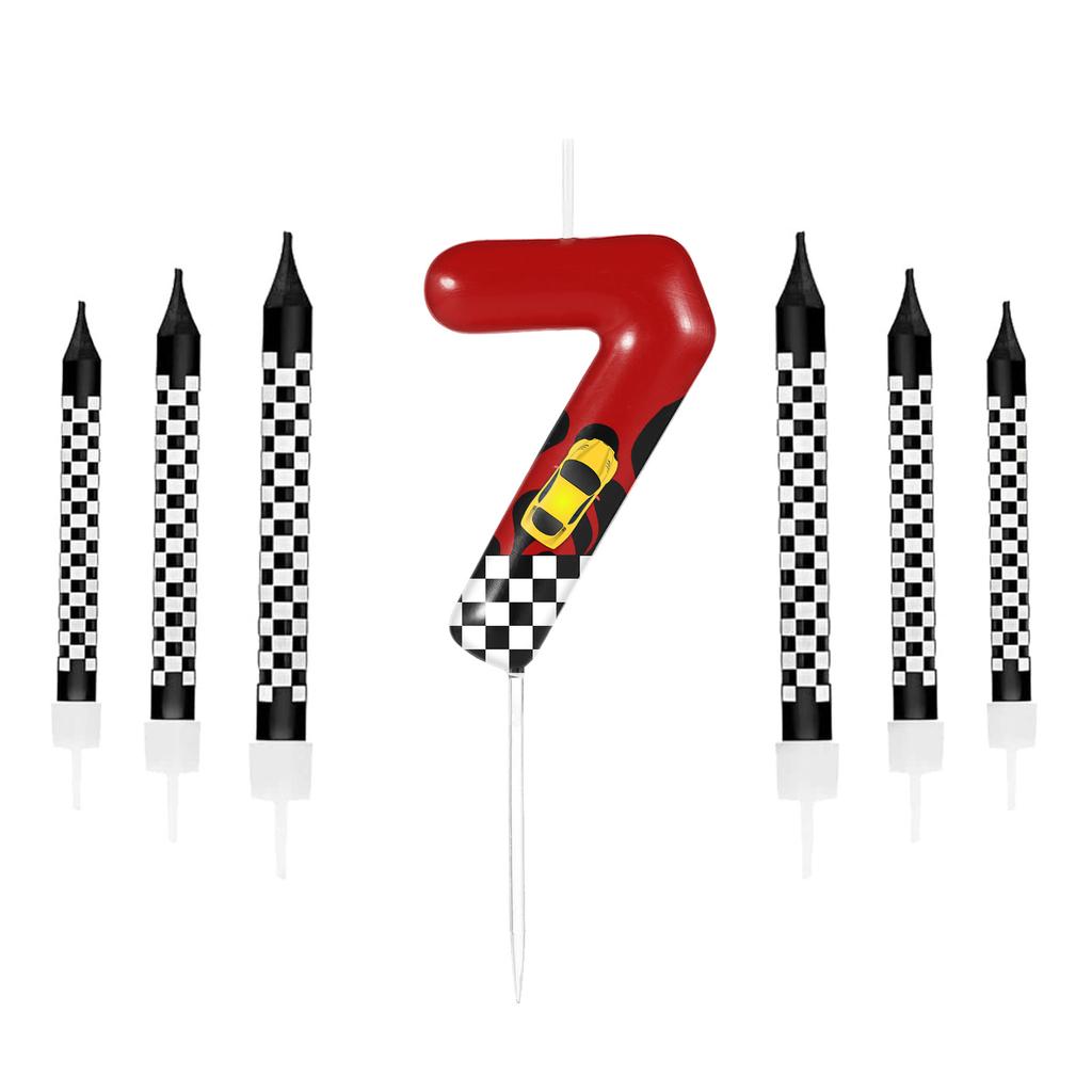 7pcs Red Blue Spider 8th Birthday Number Candles, Number 0-9 Candle Cake Topper Decorations for Spider Cartoon Themed Parties