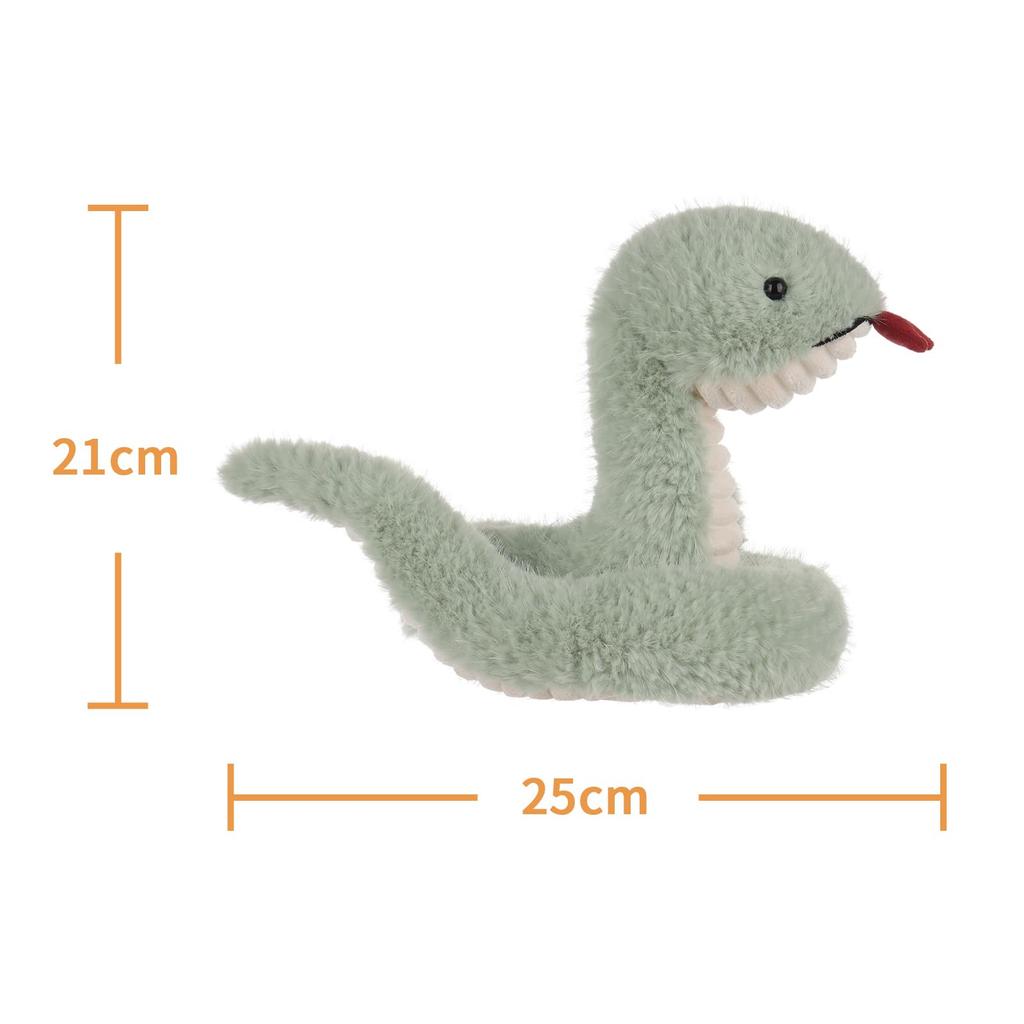 Apricot Lamb Green Wild Snake Plush Toy for Soft and Fluffy Green Wild Snake for Girls and 25cm Kids, Cute, Boys,