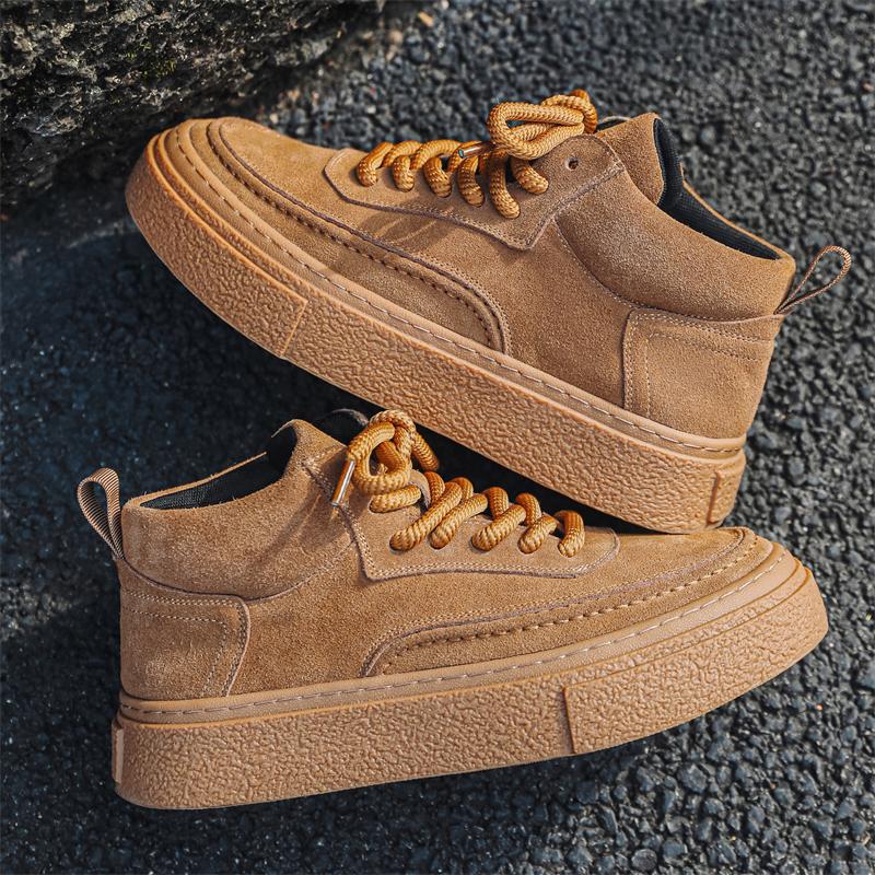 Genuine Leather Men Shoes New Design Versatile Casual Shoes Lightweight Walking Sneakers Breathable Ankle Boots Outdoor Sneakers