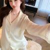 2026 Women's Luxury Ice Silk Lace Hollow Long Sleeve Pajama Set
