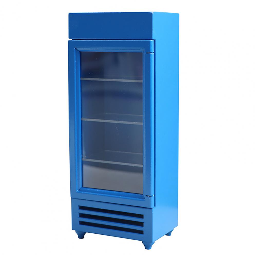 1/12 Doll House Freezer Miniature Model Refrigerator With Transparent Glass Door Kitchen Furniture Toy Decor