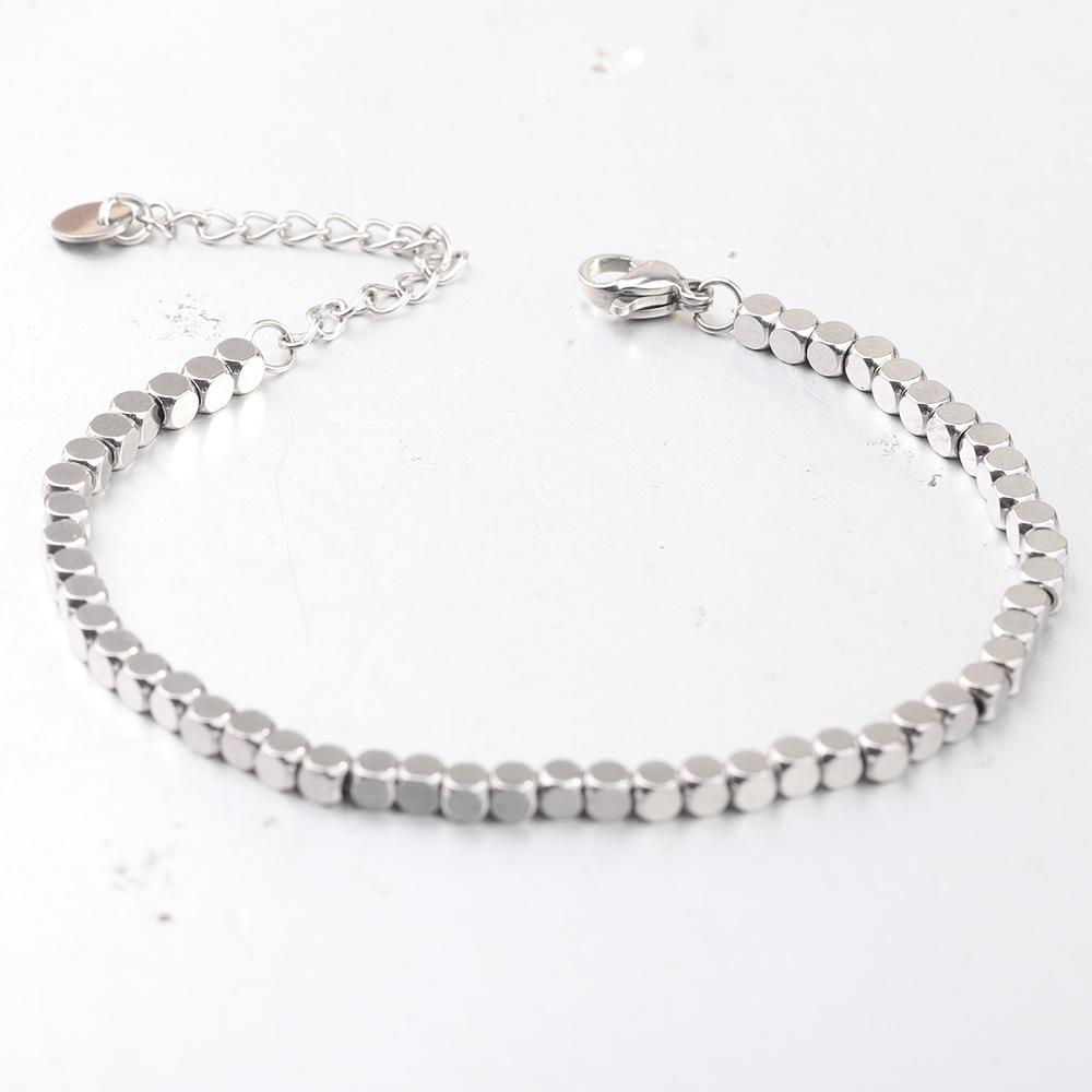 1Pcs Stainless Steel Bracelet Smooth Faced Bracelet Square Minimalist Bracelet