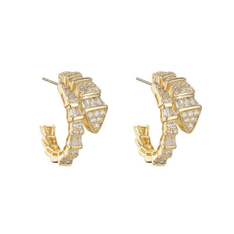 Snake Shape Zircon Stud Earrings Personalized Niche Luxury Jewelry For Women