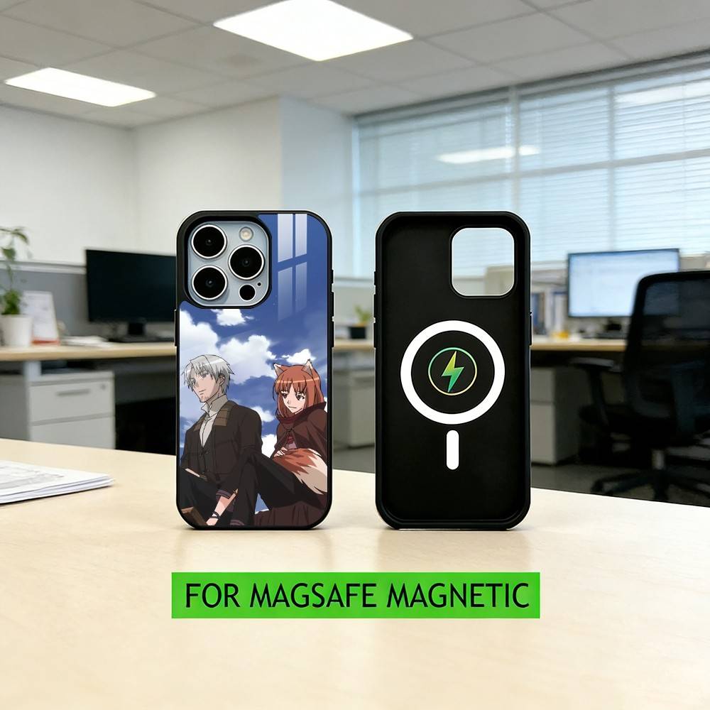 S-Spice and Wolf Anime Phone Case For iPhone17,16,15,14,13,12,11 Plus,Pro Magnetic with Magsafe Wireless Charging