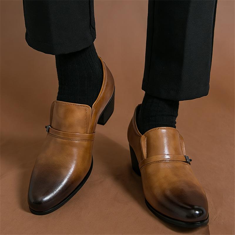 New British Designer Black Brown Pointed Cuban Shoes for Men Formal Wedding Prom Dress Homecoming Pageant  Zapatillas Hombre
