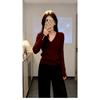 French High-end Gray V-neck Sweater for Women in Autumn and Winter New Style Can Be Worn Outside and Inside with a Base Layer Knitted Top
