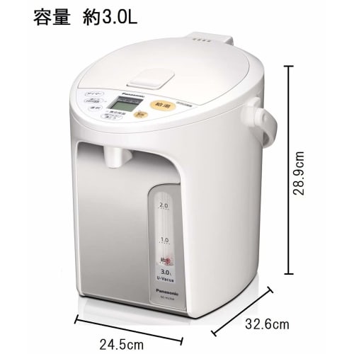 Panasonic Electric Pot 3.0 Liter Vacuum Insulated Energy Saving Heat Retention Adjustable Temperature Adjustment Hot Water Volume (2 Levels + For Coff