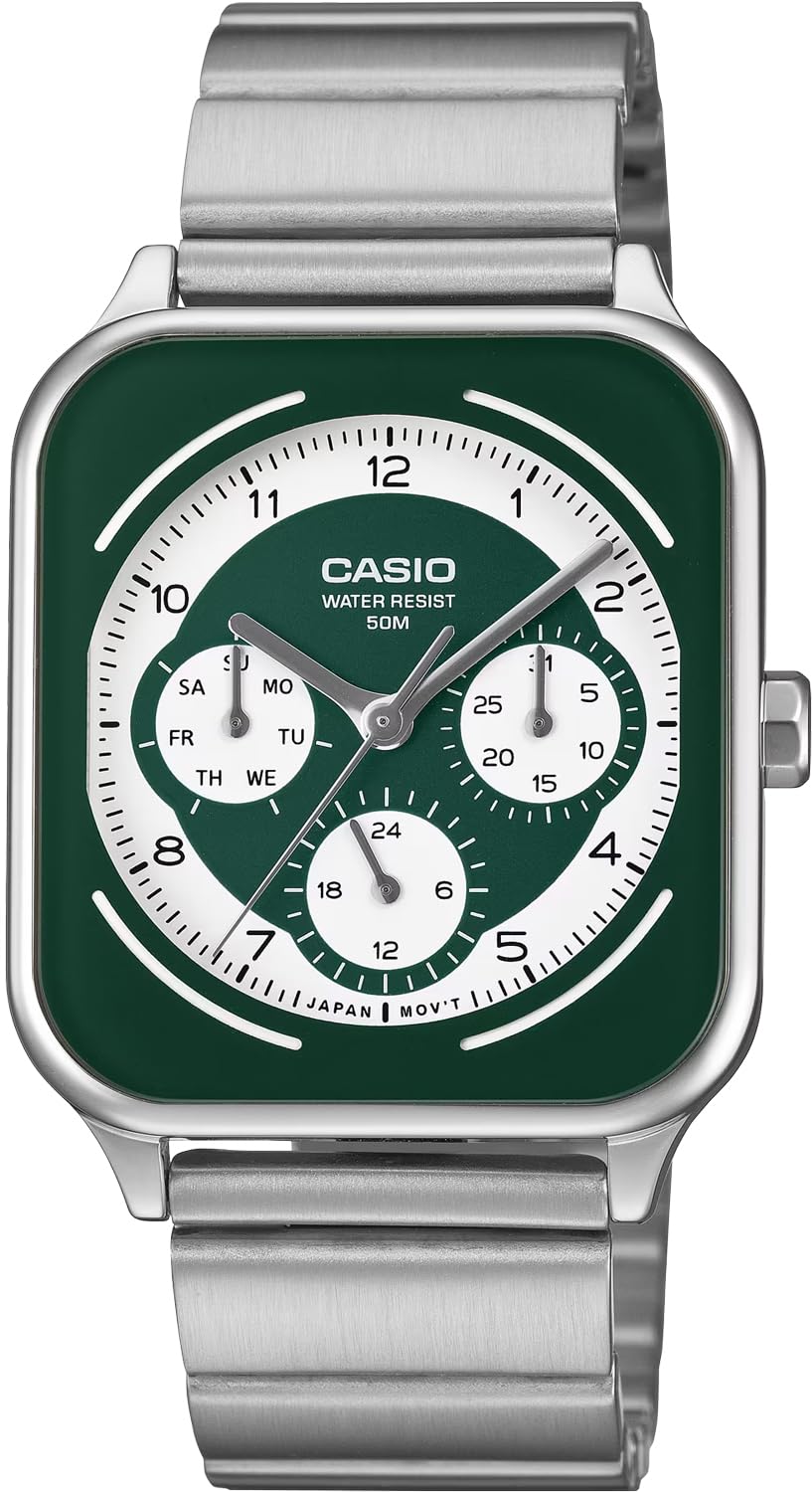 CASIO Стандартные Многофункциональные Аналоговые Часы с Круглым Прямоугольным Дисплеем Зеленые [Casio] Мужские 24-часовые MTP-M307D-3BV (Зарубежная модель) [Использовал]
