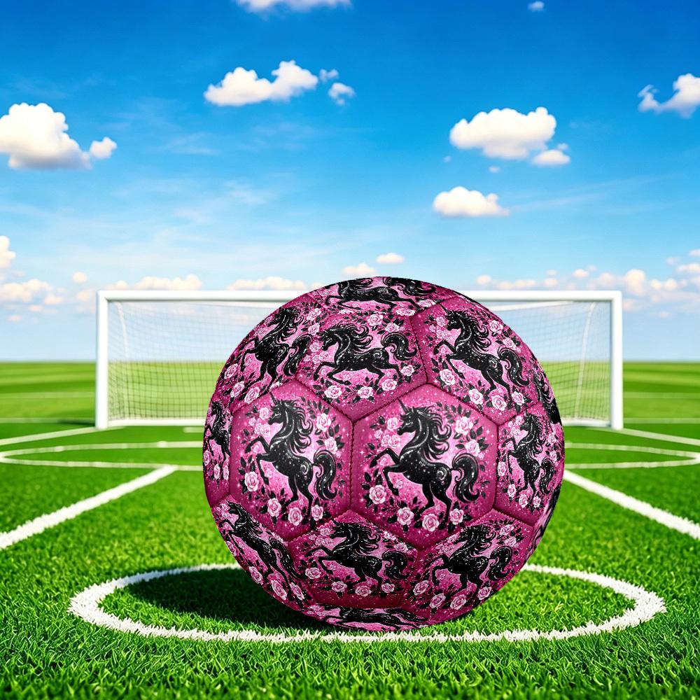 1 Stück Einhorn Funkeln Garten Thema Fußball, Größe 5, Leichtes PVC, Outdoor Trainingsfußball, Geschenk c6513