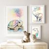 Watercolor Elephant Dolphin Owl Turtle Sheep Poster Nordic Wall Art Print Canvas Painting Cartoon Pictures Baby Kids Room Decor