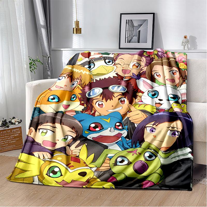 Cartoon Digimon Adventure Monster Soft Plush Blanket,Flannel Blanket Throw Blanket for Living Room Bedroom Bed Sofa Cover Child