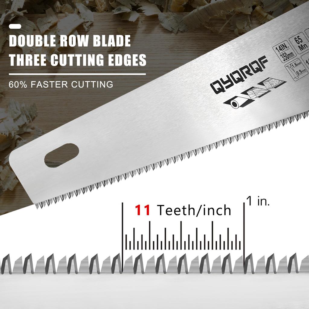14in Pro Hand Saw, 11 TPI Fine-Cut Soft-Grip Hardpoint Handsaw Perfect for Sawing, Trimming, Gardening, Pruning & Cutting Wood, Drywall, Plastic Pipes