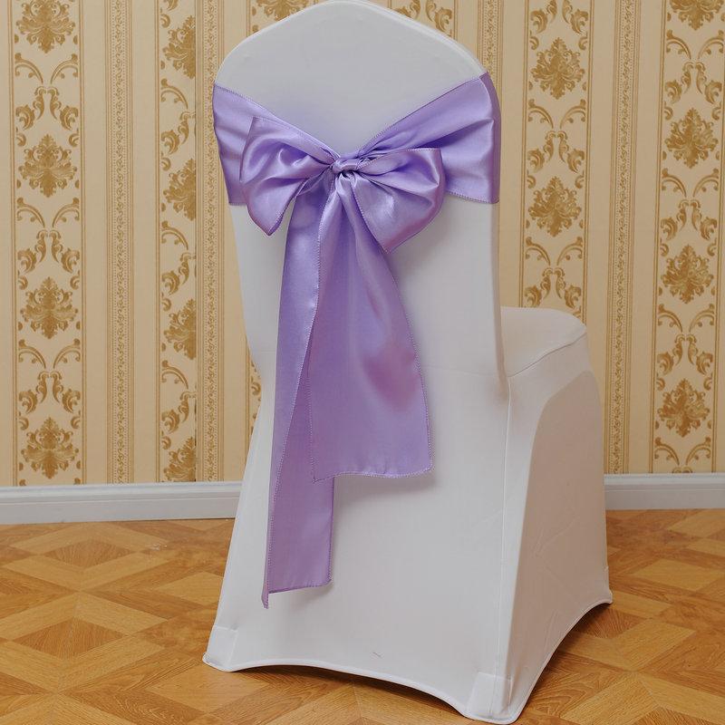 Elegant Polyester Chair Back Cover With Bow Ribbon For Wedding And Event Decor