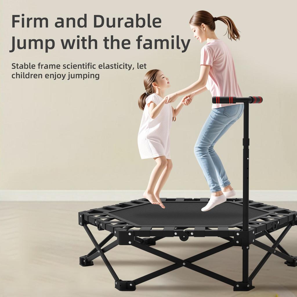 Foldable Fitness Trampoline, Adjustable Indoor/Outdoor Bouncer for Adults Kids and Home Gym and Home Workout.