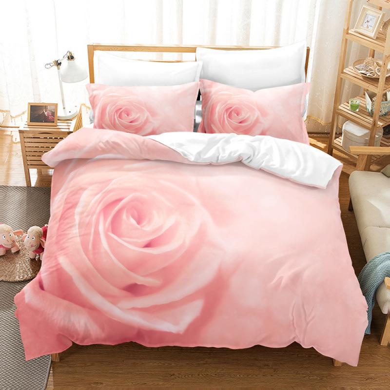 

3D Digital Printing Three-Piece Quilt Cover Pillowcase Bed Sheet Quilt Cover Rose Bedding quilt cover 90 * 190 pillowcase 50 * 75 * 1