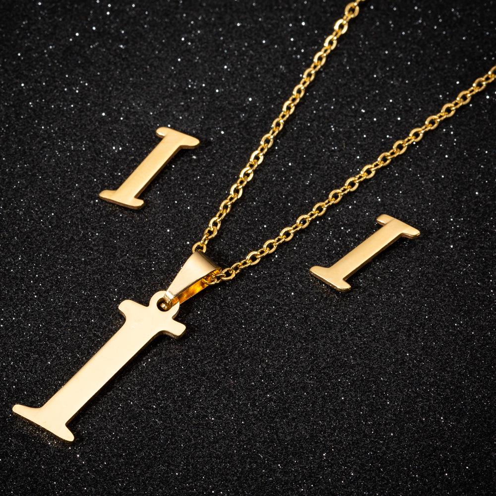 English Letter Necklace & Earring Set: Fashionable Jewelry for Women