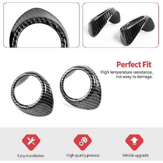 Jimen Compatible with Ford Mustang 2015-2018, 2PCS A-Pillar Speaker Cover Trim Ring (Carbon Fiber)