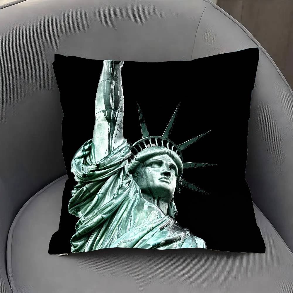 Statue Of Liberty Art Pillow Case Sofa Cushion Cover Room Home Decoration